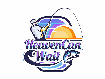 Heaven Can Wait can charter design fish fishing heaven logo outdoor sunset wait