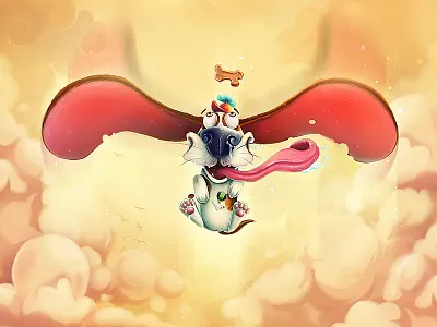 Puppy animal character dog flying funny puppy