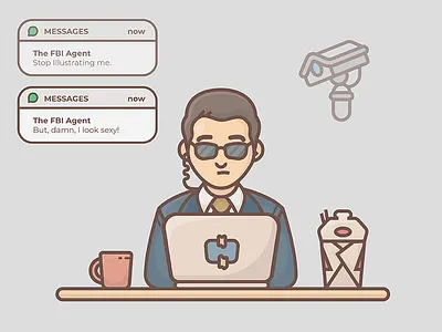 The FBI Agent agent character fbi guy icon illustration spy ui vector