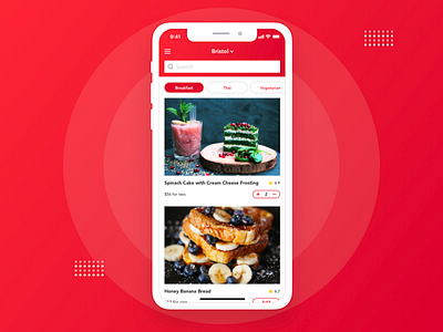 Food Delivery breakfast clean dot flat food gradient minimal red ui ux