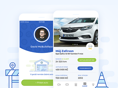 Carolina App app car dashboard design flat illustration mobile mockup profile sky