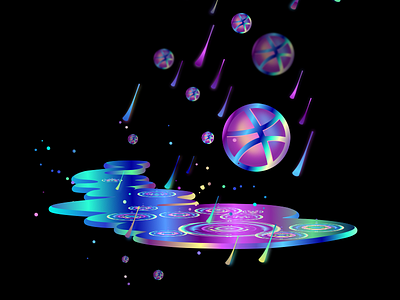 Neon Dribbble Rain debut hellodribbble neon rain