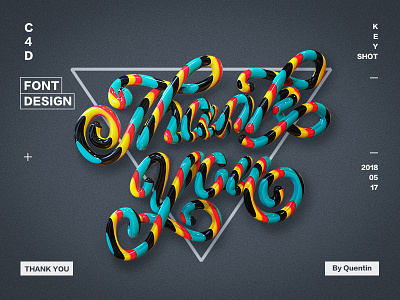 'Thank you' font design c4d color font