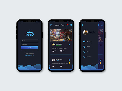 Gamer's Social App Dark Theme ui ux