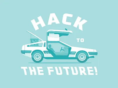 Hack to the Future! back to the future crate cratejoy hack hack day illustration teal tee shirt