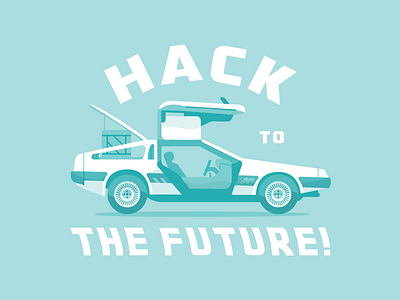 Hack to the Future! back to the future crate cratejoy hack hack day illustration teal tee shirt