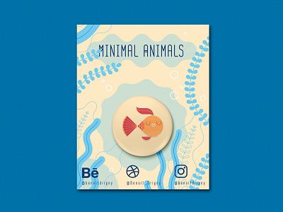 Pin button 2 animal cute fish goodies minimalist pattern pin plants sea