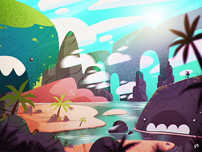 a magical beach beach illustration landscape mountains procreate travel