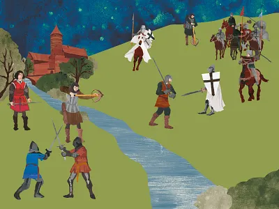 Olsztyn - the battlefield ages battlefield children copernicus illustration kidsbook knight middle soldiers