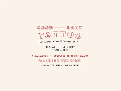 Good Land tattoo typography