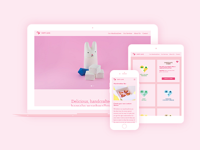 Puffy Love Website bootstrap code colourful cute development flat fun pastel playful responsive ui ux