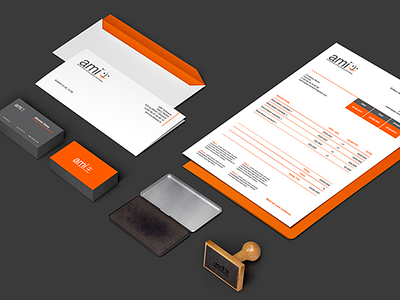 Brand AMI brand cards company corporate graphic invoice letter mockup print