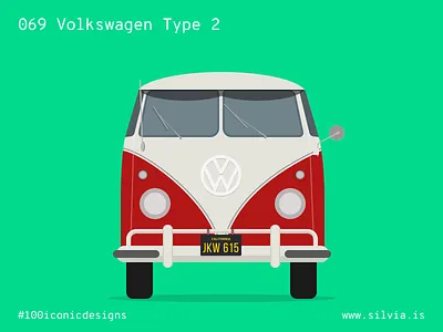 069 Volkswagen Type 2 100iconicdesigns bus flat illustration industrialdesign minibus product productdesign type2 van volkswagen vw