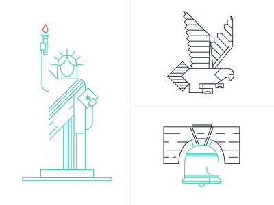 Modern USA Graphics america branding cannabis eagle geometric icons lady liberty liberty bell minimal modern statue of liberty usa