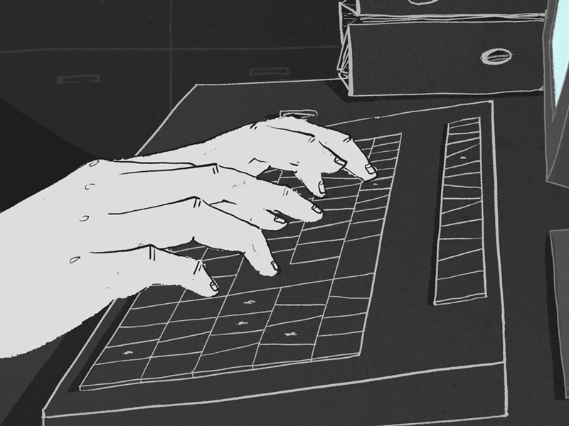 Typing 2d 2d animation after effects animation art character design gif illustration loop motion design wip
