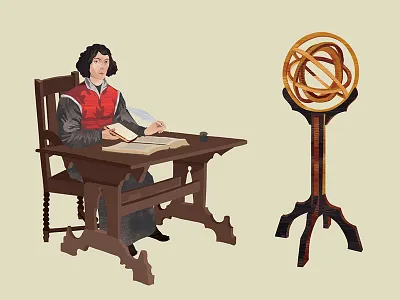 The Astronom book copernicus illustration kids stickers