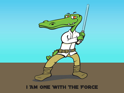 Jedi Gator — I Am One With the Force cartoon doodle force jedi padawan star wars starwars thinkdoodledo vector vector art