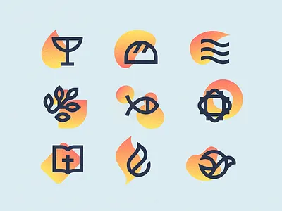Church icons abstract bible branding bread church drawing icon icons identity illustration logo vector