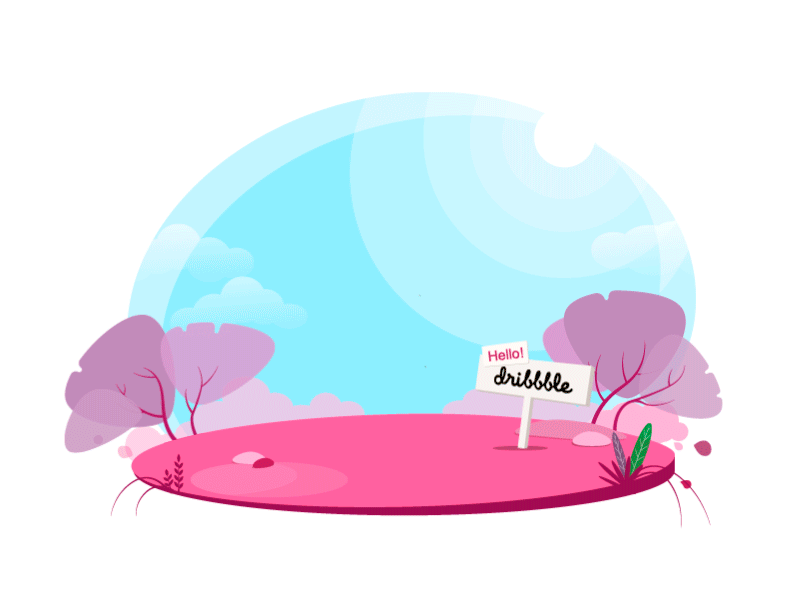 Hello Dribbble! animation first shot growing tree hello dribbble illustration