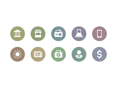 Infographic Icons bank flat icons iconset infographic minimal newspaper phone radio simple sun vector