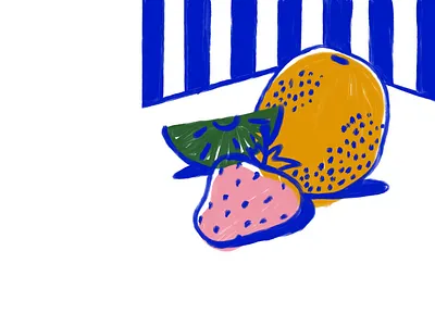 Fruit Still Life digital illustration fruit illustration limited color pallet still life