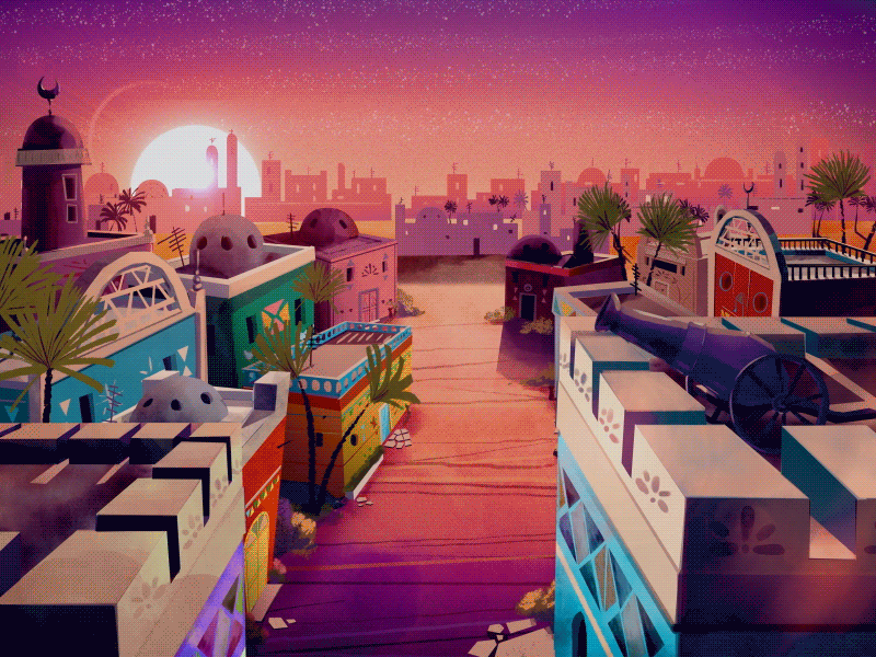 Ramadan Kareem! animation canon gif iftar ramadan ramadan kareem sunset