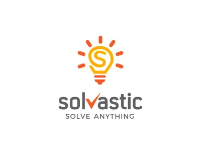 Logo for Solvastic check designs idea light bulb logo s letter solution solve