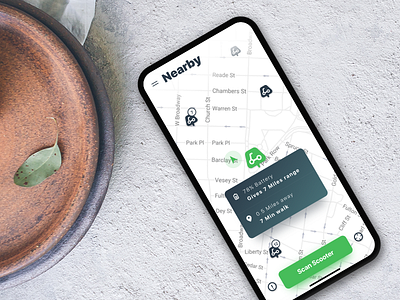 Rent an electric scooter clean ios ix minimal nyc public rent scooter transport ui ux