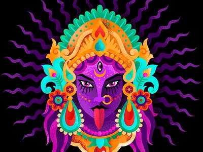 Kali character ethnos flat illustration indian kali kalima mahakali personage