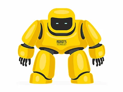 Yellow robot automated cartoon computer cybernetics cyborg personality plastic robot science shiny technology toy