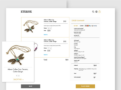 Eterne Order Summary graphic design uiux web design web site