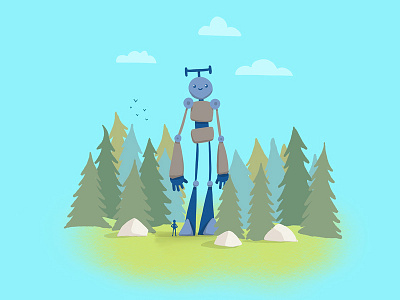 me and my giant robot doodle illustration ipadart procreate robot