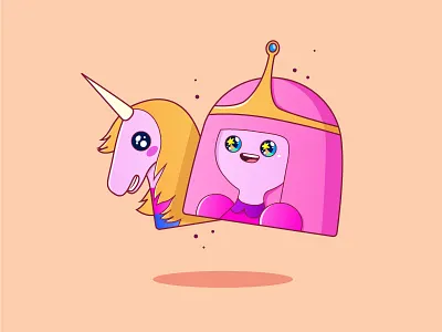Princess Bubblegum & Lady Rainicorn adventure time bubblegum cartoon illustration lady rainicorn