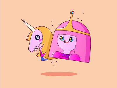 Princess Bubblegum & Lady Rainicorn adventure time bubblegum cartoon illustration lady rainicorn