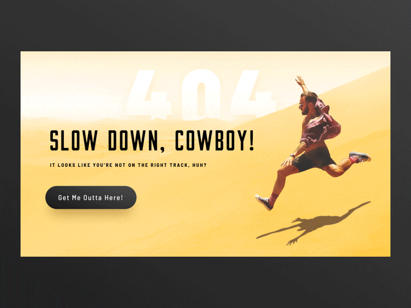 404 page concept: Slow down, cowboy! 404 after effects animation concept desert distortion error gif man run ui ux