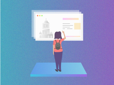 Dicover places to travel around art character girl googledesign illustrator issometric places travel vector visualdesign webdesign