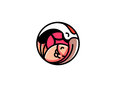 Crane&Fish logo animals bird circle crane cute domek fish food logo marzec restaurant round