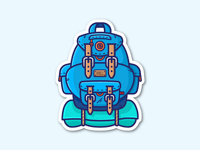 Backpack backpack bag camper camping gear hiking illustration sticker travel