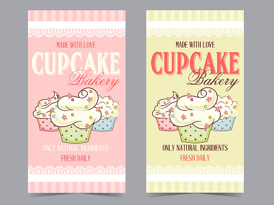 Bakery flyers bakery cupcake label mint pink