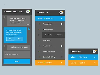 Chat Support chat chat app contact list contacts interface support talk ui ux