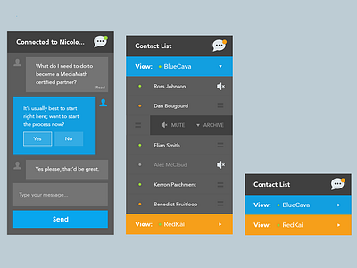 Chat Support chat chat app contact list contacts interface support talk ui ux