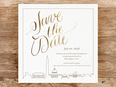 DC Save The Date calligraphy invitation stationary wedding