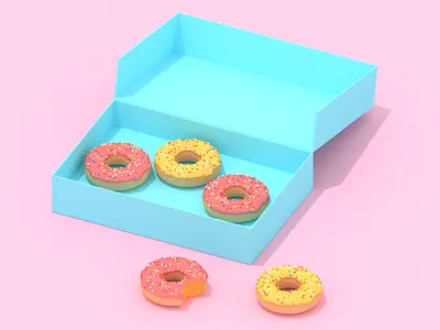 Donuts 3d donuts doughnut food illustration low poly lowpoly vaporwave