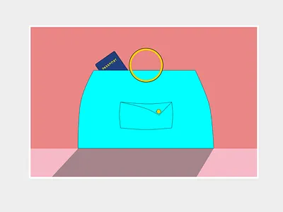 Leaving editorial fashion going somewhere handbag illustration purse travel visual merchandising