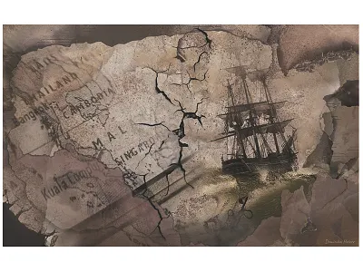 Ship_1 art colage design digital drawing illustration ship vine label