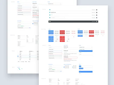 Internal component library blue buttons components form inputs red styleguide