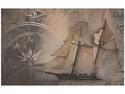 Ship_5 art colage design digital drawing illustration ship vine label