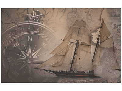 Ship_5 art colage design digital drawing illustration ship vine label