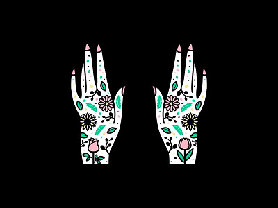 Flower Hands daisy floral flower flowers folk art hands rose scandinavian tattoo tulip