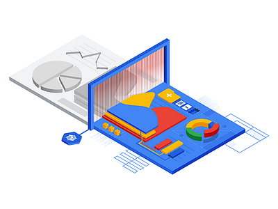 Isometric design 3d design graph illustration isometric pitu vector